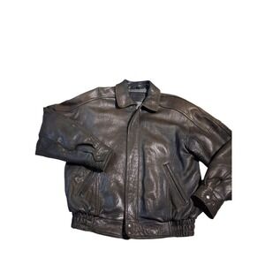 Croft & Borrow Mens siz Medium Chunky Leather Bomber Jacket Streetwear Gorpcore